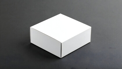 Naklejka premium A simple, closed white cardboard box placed on a solid black background, ideal for packaging design mockups.