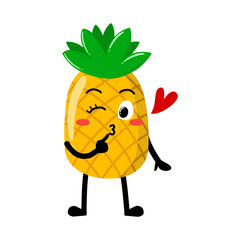 Cute Hand Drawn Flirty Pineapple Blowing A Kiss