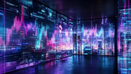 Futuristic Data Hub: A Modern Cityscape Illuminated by Information Flow and Network - Powered by Adobe