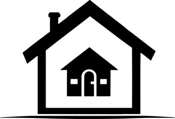 Minimalist Home or House Icon Real Estate or Property Management Concept