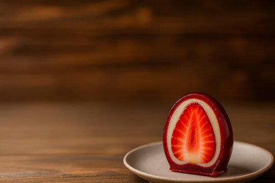 brazilian morango do amor strawberry of love, love strawberry, strawberry candy - copy space isolated background
