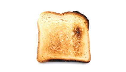 Toasted bread slice, unevenly browned