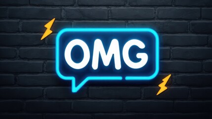 A neon sign that says OMG on it