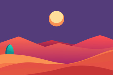Surreal Minimal Desert with Glowing Colors