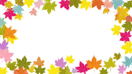 Colorful maple leaves frame a black background