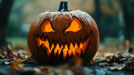 Scary pumpkin with sharp teeth Halloween sticker