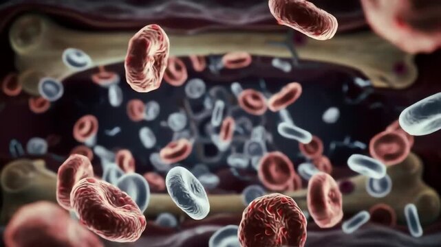 leukemia cells glowing in clusters, overwhelming delicate white blood cells
