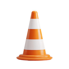 Orange traffic cone with white stripes.  Solid 3D model