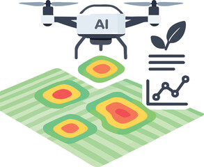 AI crop health drone view Illustration