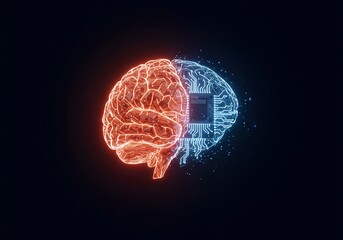 Brain and AI fusion concept, innovation and digital intelligence