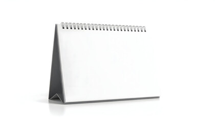 Blank White Spiral Desk Calendar Mockup on a Clean Reflective Surface