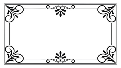 Fototapeta premium Vintage rectangular frame border with elegant floral corner decoration isolated on white background for invitation card and decorative template 