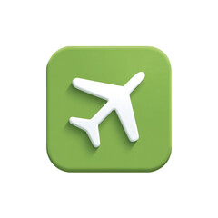 Fototapeta premium Square green app icon with a white airplane (1)