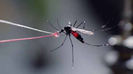 Close-up of mosquito drinking