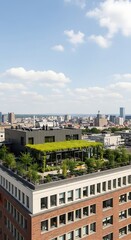 Obraz premium Rooftop Garden Oasis in Urban Cityscape of Milan.