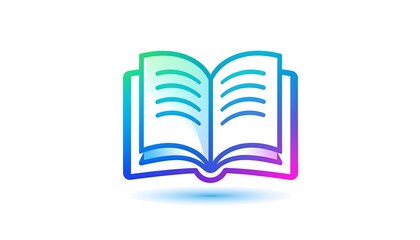 A vibrant, gradient-filled outline graphic displays an open book, showcasing a colorful and engaging style.
