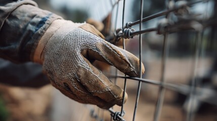 Workers hand on wire