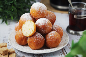 Quarkbelllchen, traditional German dessert made of cotton cheese and dough