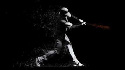 Dynamic Baseball Player Silhouette on Black Background