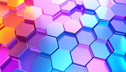 Fototapeta premium Vibrant Hexagonal Grid Abstract Background with Gradient Colors.