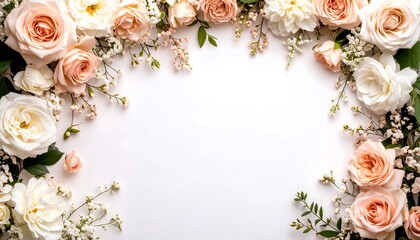 Peach  White Rose Frame.