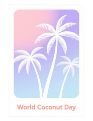 Minimalist Coconut Tree Silhouette with Pastel Gradient Background for World Coconut Day