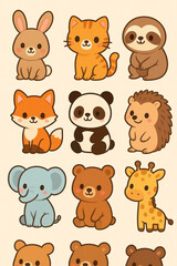 Obraz premium set of cartoon animals