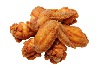Pile of crispy golden brown fried chicken wings on background image