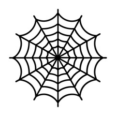 Simple black spider web graphic isolated on white background