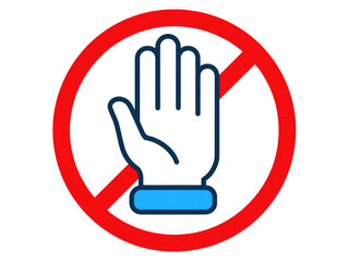 Obraz premium A red circle with a diagonal line through it, featuring a simple outlined hand