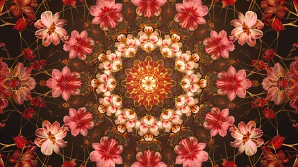 pattern, flower, design, fractal, pink, decoration, art, illustration, ornament, circle, color, wallpaper, texture, seamless, nature, orange, mandala, floral, illusion, purple, vector, bright, optical
