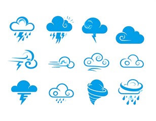 Obraz premium Collection of blue weather icons