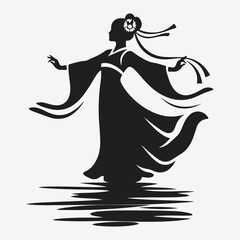 silhouette of Asian classical dancing girls