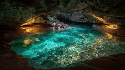 Underground Cave Pool, Crystal Clear Water, Tropical Location, Adventure Tourism