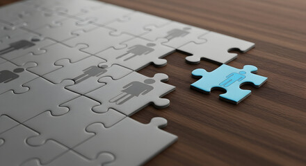 Fototapeta premium Find the perfect employee puzzle piece solution HR recruitment hiring team
