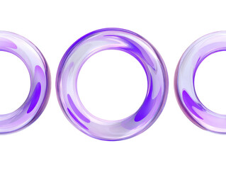 Three overlapping, vibrant purple rings, fluidly marbled