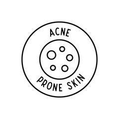 Acne Prone Skin with Spot Symbol Vector Round Icon