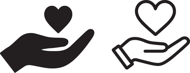 Heart in hand icon vector illustration