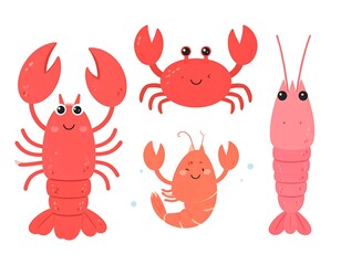 Cute cartoon red shellfish
