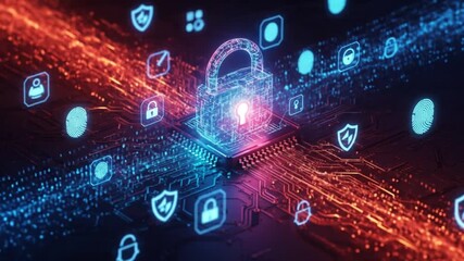 Dynamic cybersecurity concept with padlock and circuit board for data protection innovation - Powered by Adobe