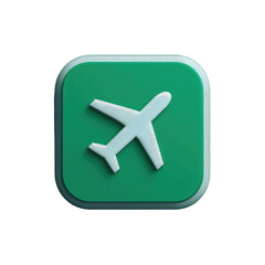 Fototapeta premium Square green app icon with a white airplane