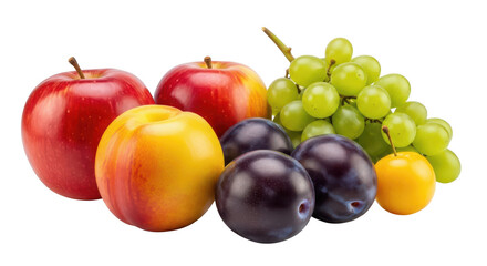 Red apples green grapes purple plums and yellow plum arrangement image