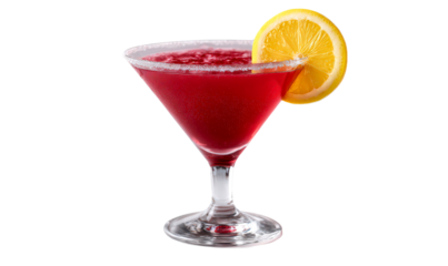 Vibrant Cosmopolitan Cocktail in Elegant Glass with Garnish Isolate on Transparent Background, cutout, png