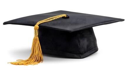 Elegant Black Graduation Cap with Gold Tassel for Graduation Ceremony