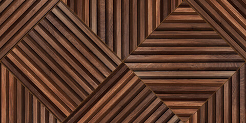 Geometric wooden wall panel with diagonal strips forming diamond patterns, modern decorative...
