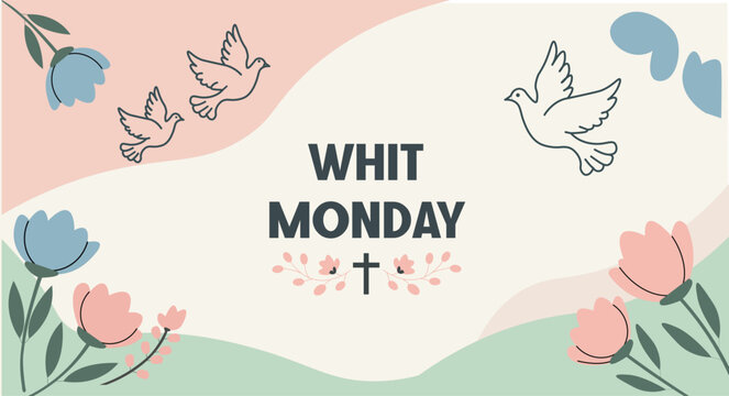 Whit Monday Dove Flowers Illustration
