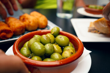 Bowl of Olives in a Tapas Bar in Asún, Northern Spain (Navarra)