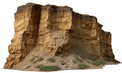 Bluff Formation with Natural Terrain Details Isolate on Transparent Background, cutout, png