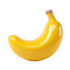 Glossy Yellow Banana Sculpture with Wooden Cap.