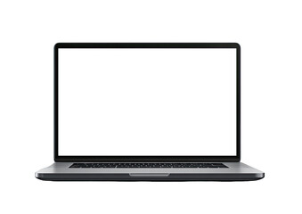 A gray laptop computer with a blank white screen